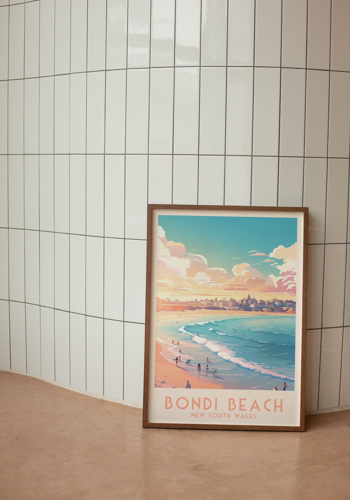 Bondi Beach New South Wales Surfers Sunset Waves Travel Poster - Image 3