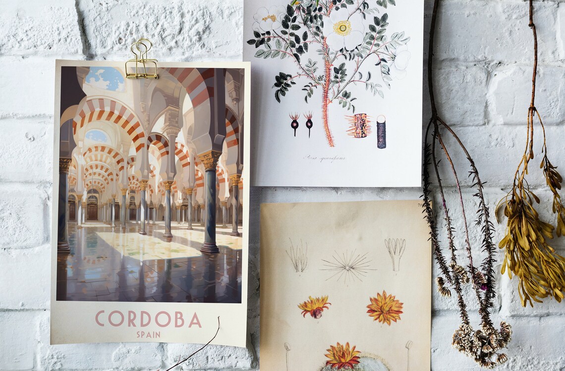 Cordoba Spain Mezquita Cathedral Arches Interior Travel Poster - Image 4
