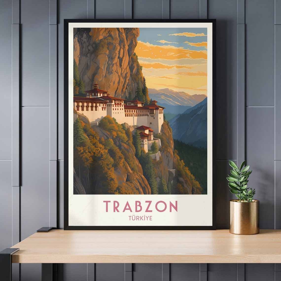Trabzon Sumela Monastery Cliffside Sunset Vintage Travel Poster - Image 3