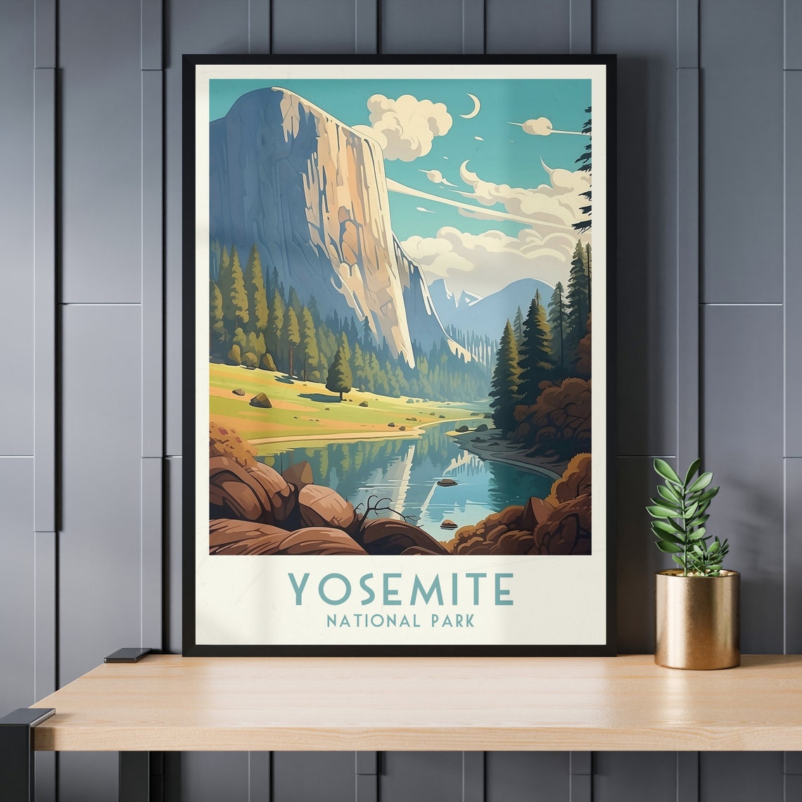 Yosemite El Capitan Lake Reflection National Park Travel Poster - Image 3