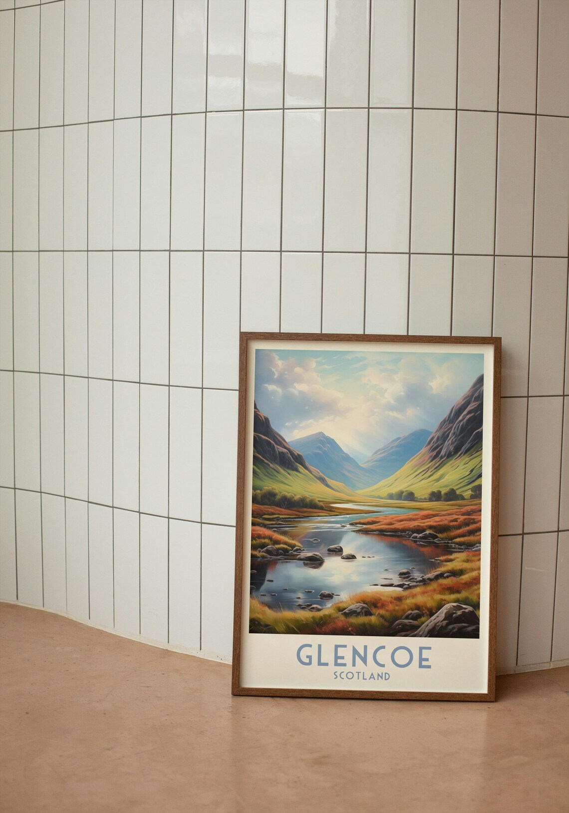 Glencoe Valley River Mist Scottish Highlands Scenic Travel Poster - Image 2