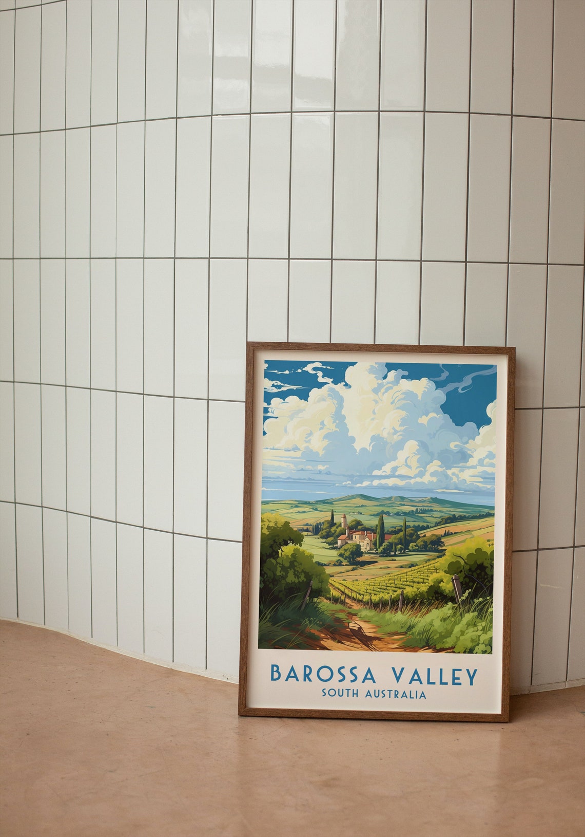 Barossa Valley South Australia Vineyard Hills Retro Travel Poster - Image 3