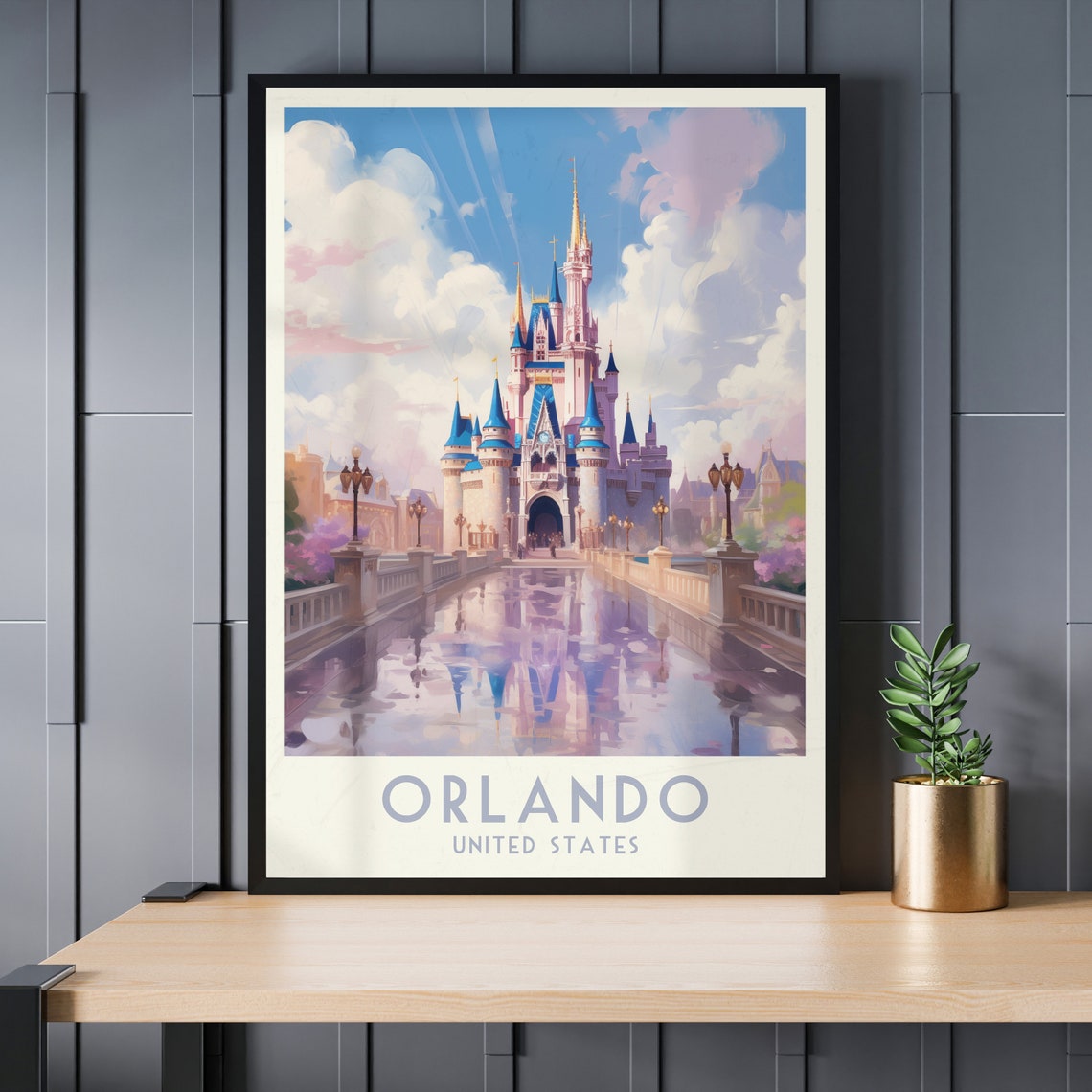 Orlando Fairytale Castle Bridge Daytime Vintage Travel Poster Art - Image 3