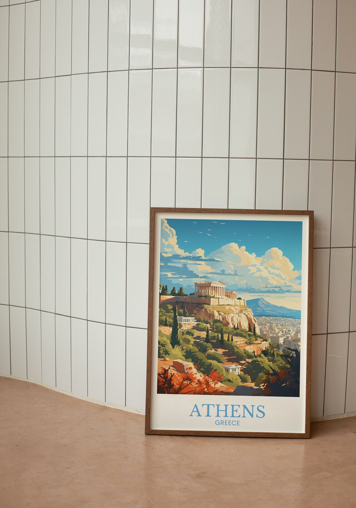 Athens Greece Acropolis on the Rock Vintage Retro Travel Poster - Image 3