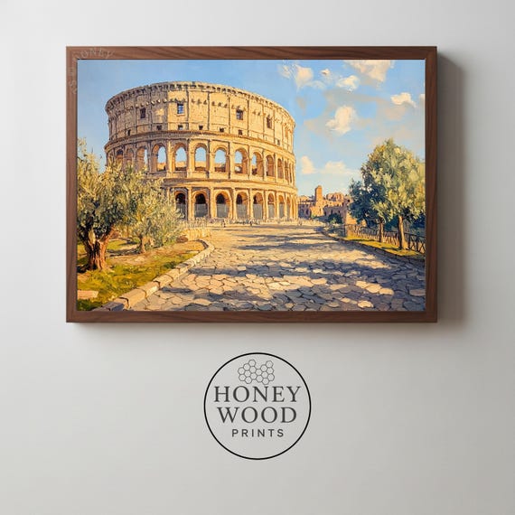Classic Mediterranean Colosseum Print Vintage Warm Light Wall Art Travelinspired Scene Artwork 44