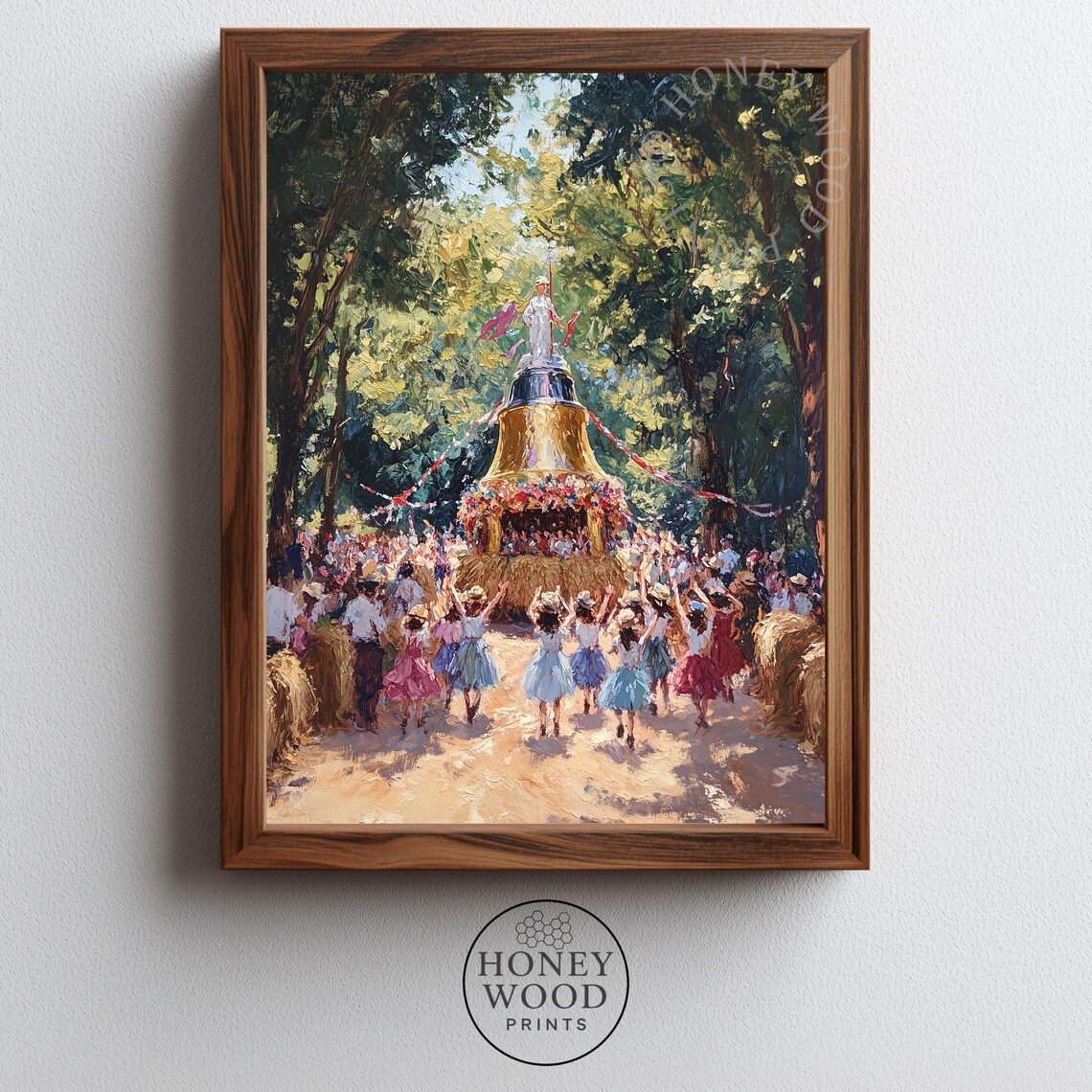 Village Festival Parade Float Dancers Impressionist Art Poster