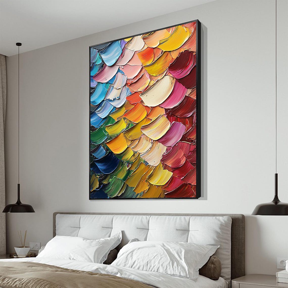 Abstract Rainbow Brushstroke Petals in Bold Palette Knife Poster - Image 6