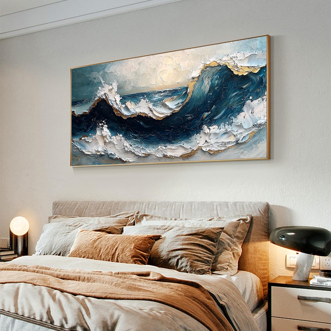 Deep Blue Ocean Wave Impasto Oil Painting Seascape Art Poster - Image 5