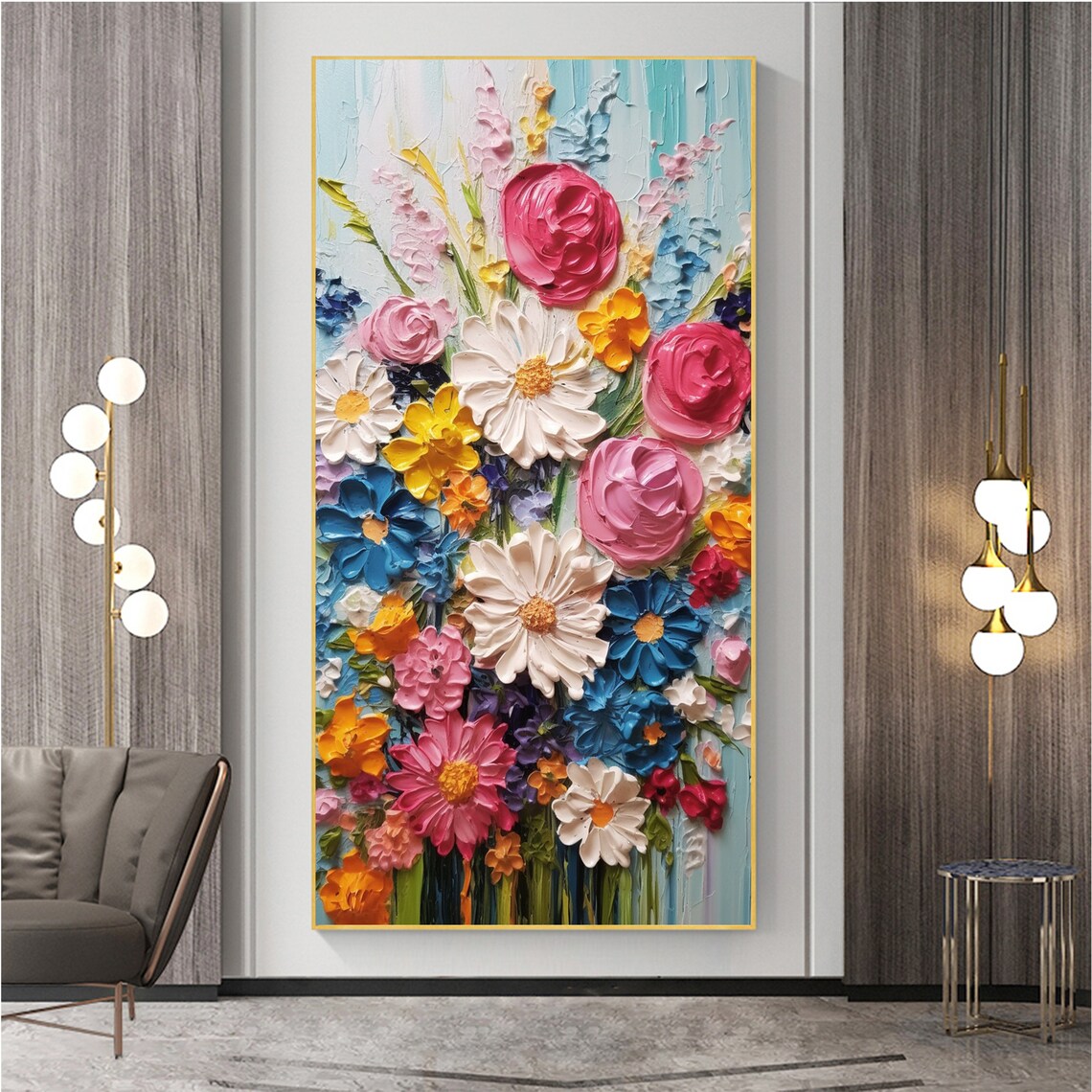 Abstract Flower Oil Painting, Modern Floral Art Print - Image 5