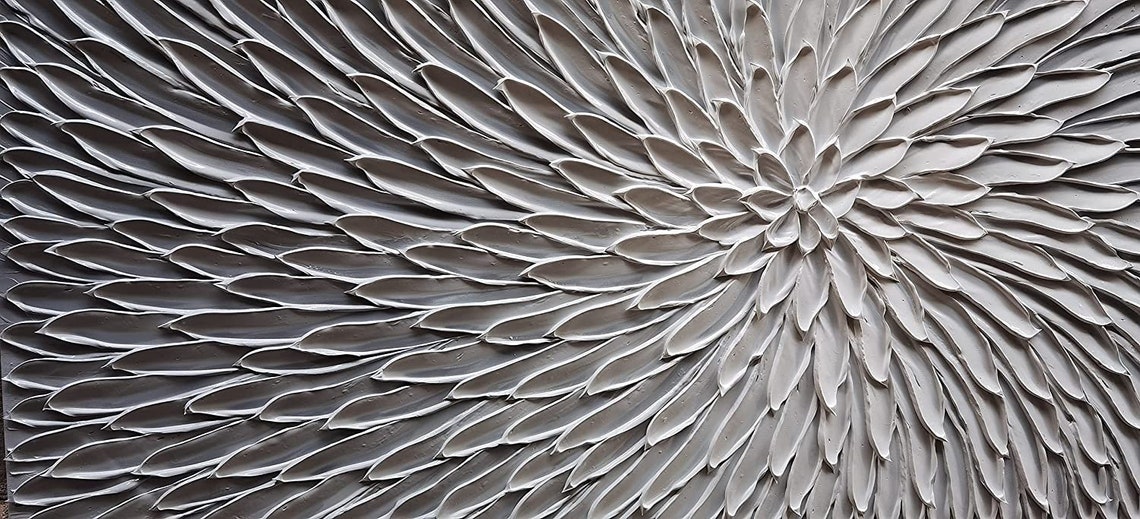 White Textured 3D Flower Radial Modern Minimalist Art Poster - Image 3