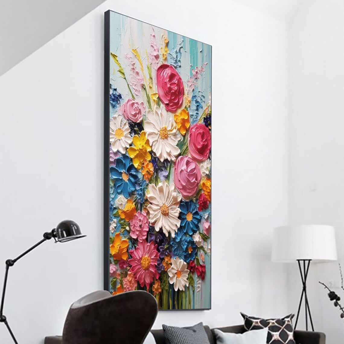 Abstract Flower Oil Painting, Modern Floral Art Print - Image 4