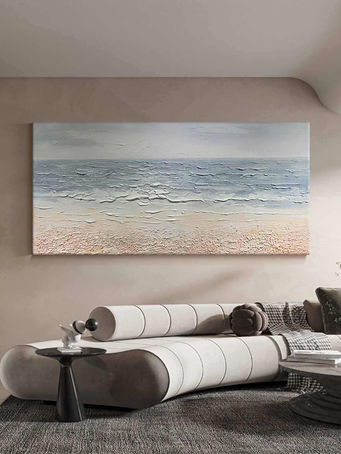 Misty Grey Blue Beach Sand Textured Minimalist Seaside Poster - Image 2