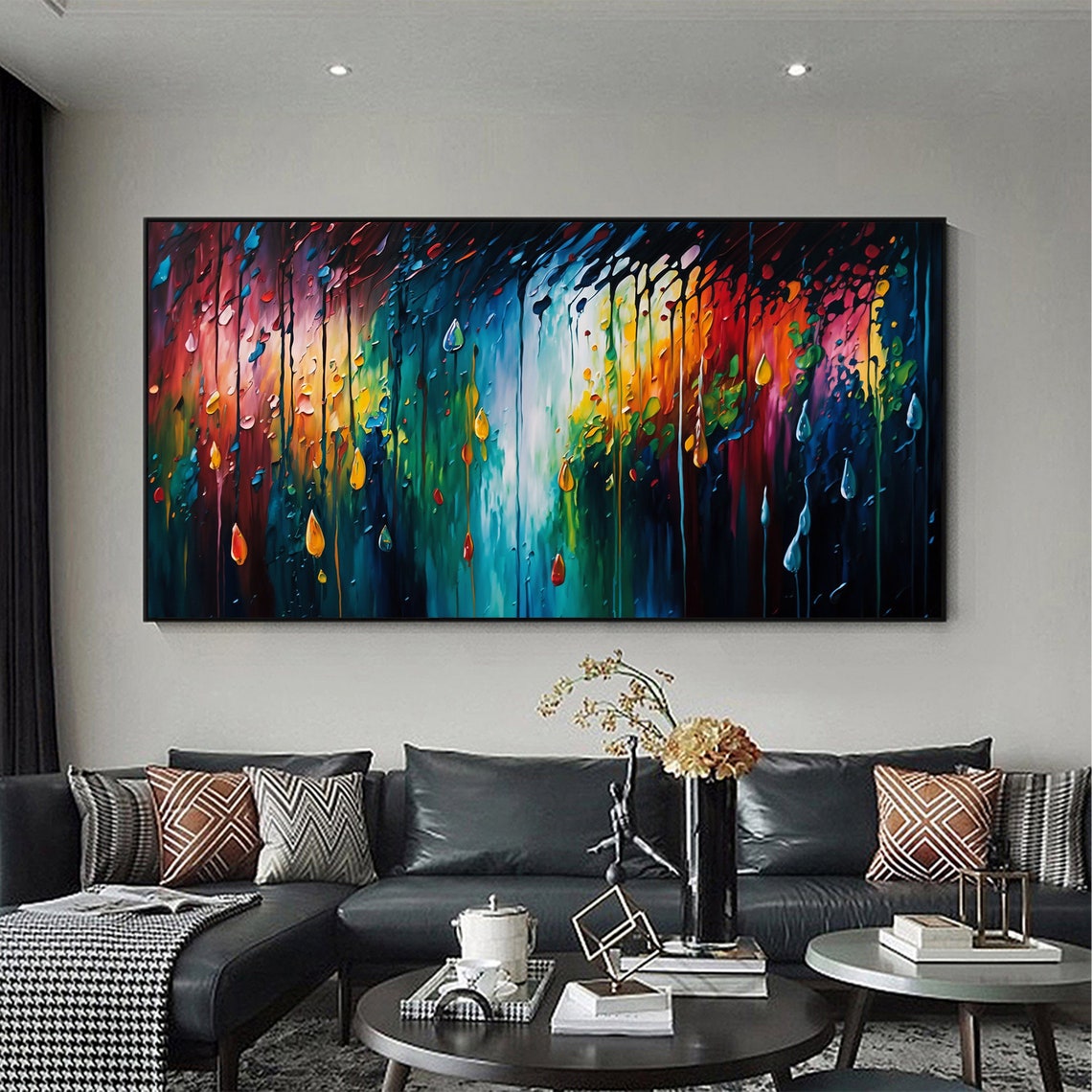 Rainbow Rain Drip Jewel Forest Abstract Colorful Modern Poster - Image 5