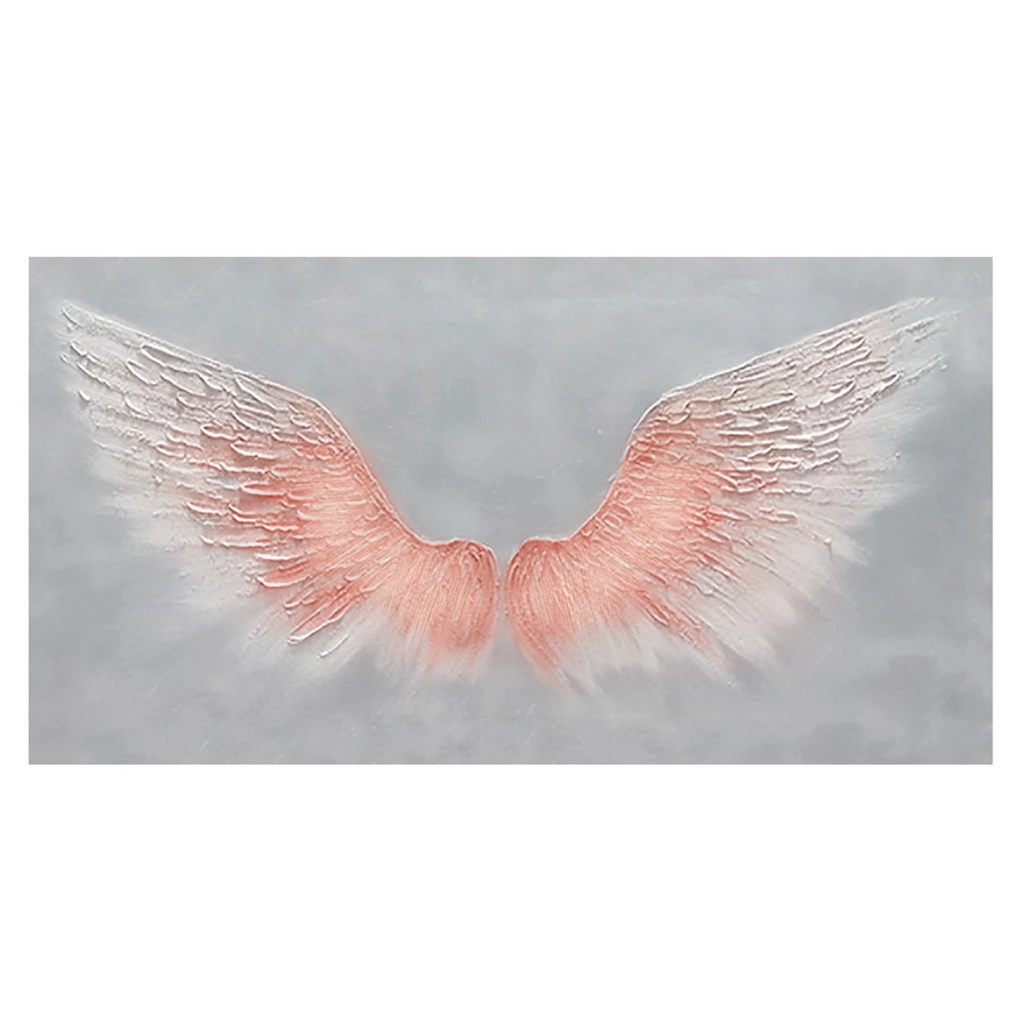 Blush Pink Angel Wings Grey Textured Minimalist Heavenly Poster - Image 3