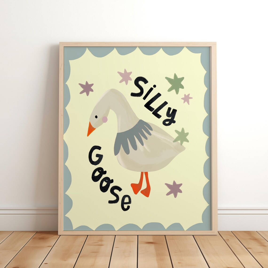 Silly Goose Retro Nursery Wall Art Print