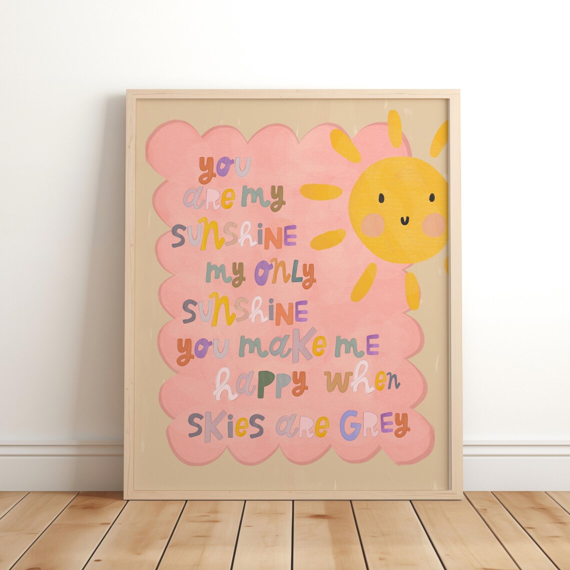You Are My Sunshine Quote Print, Boho Nursery Decor