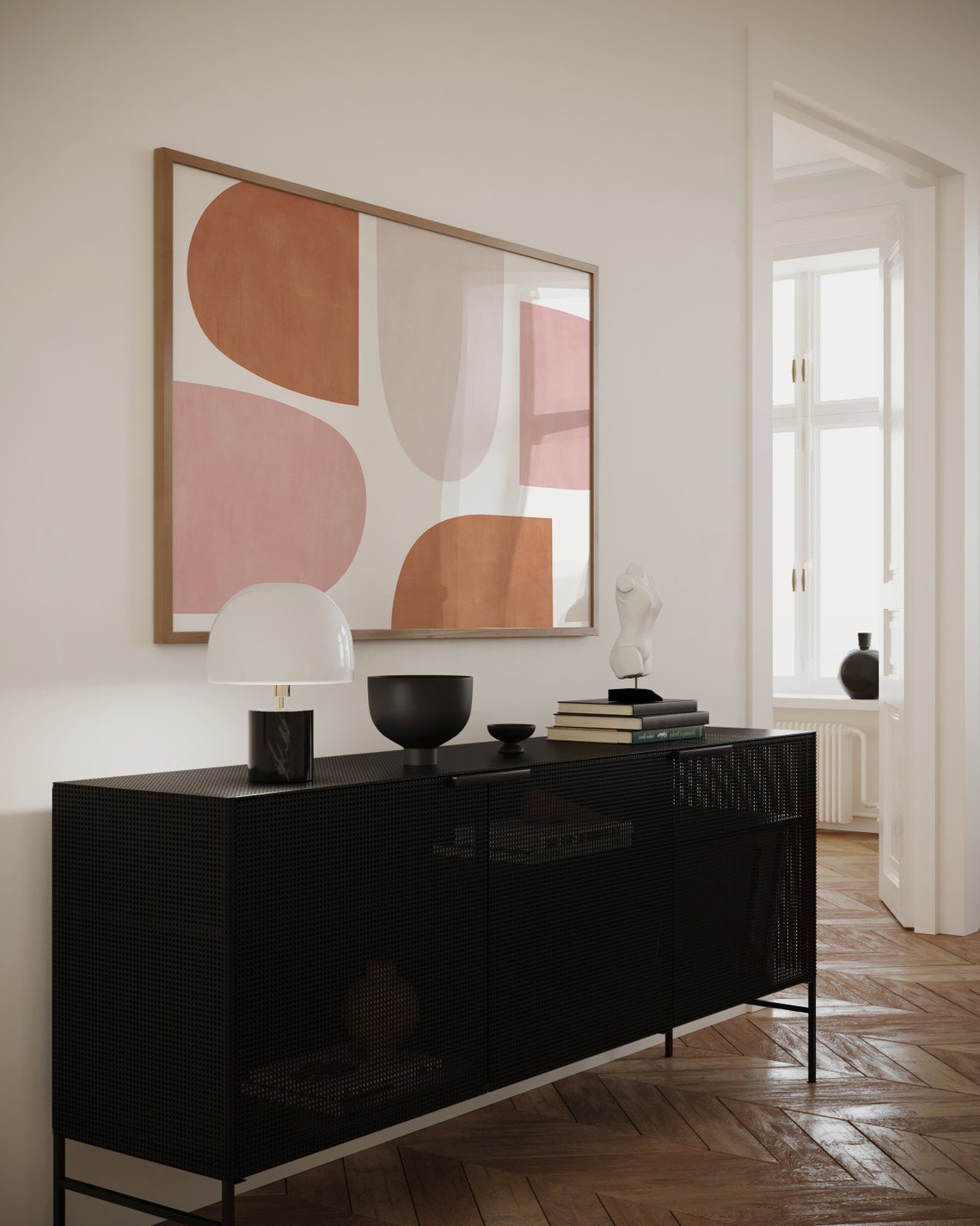 Minimalist Terracotta Pink Rounded Shapes Abstract Soft Pastel Poster - Image 3