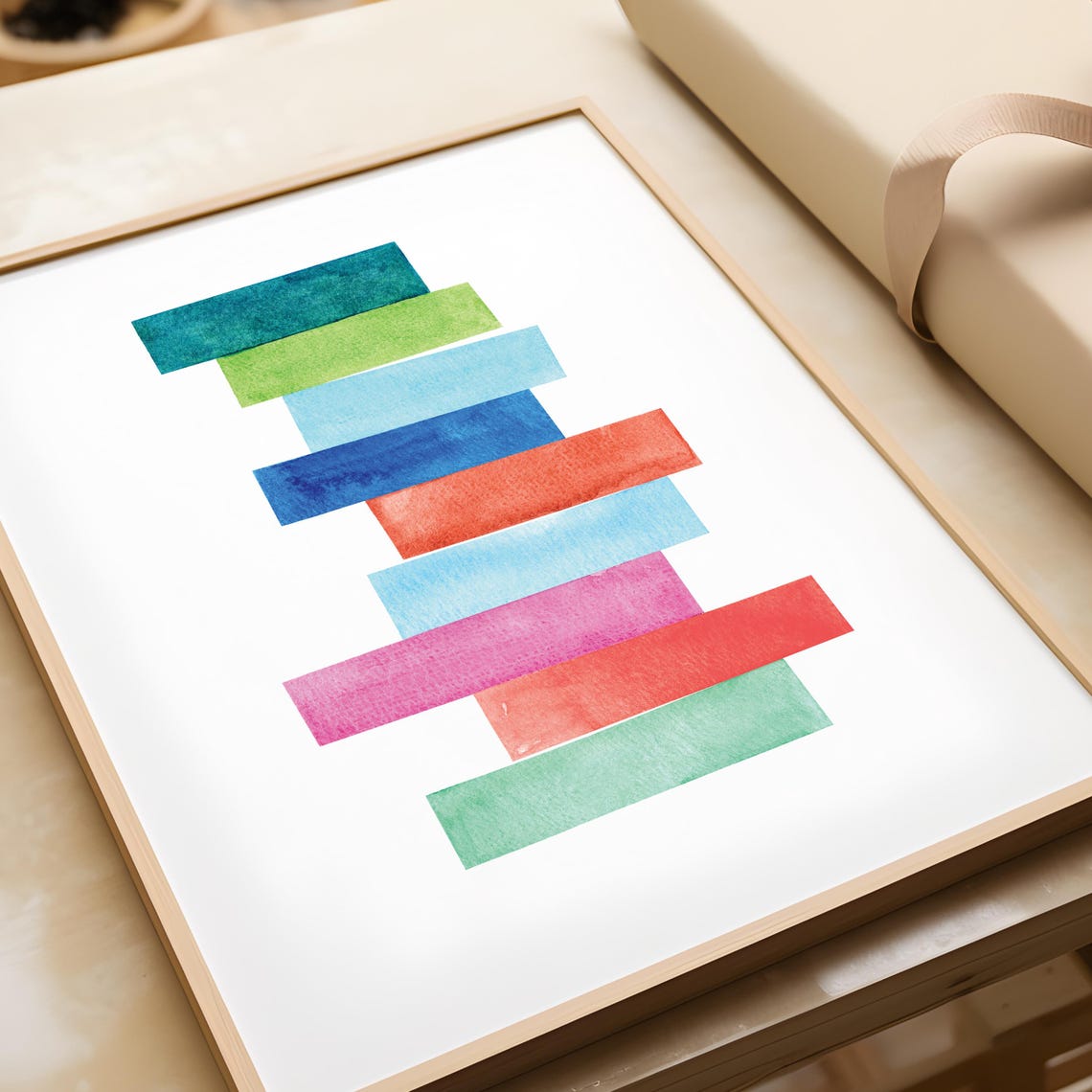 Colorful Stacked Watercolor Bars Playful Geometric Abstract Poster - Image 2