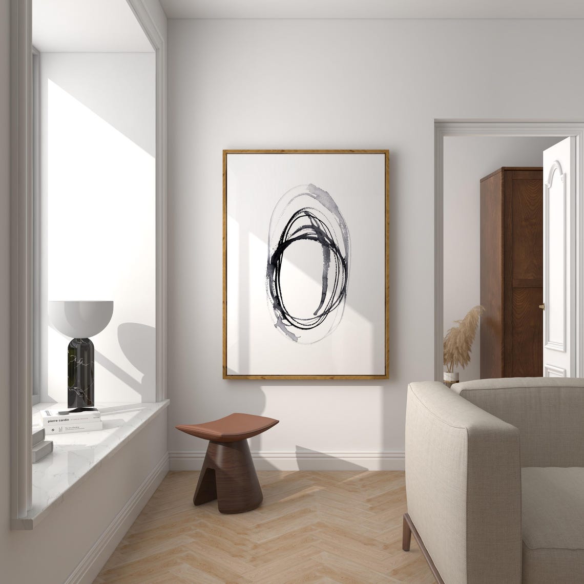 Black Ink Concentric Circles Minimalist Abstract Line Poster - Image 3