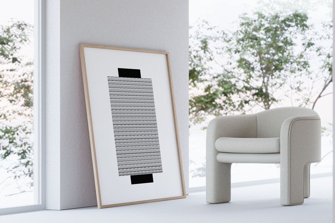 Modern White Abstract Minimalist Poster, Japandi - Image 2