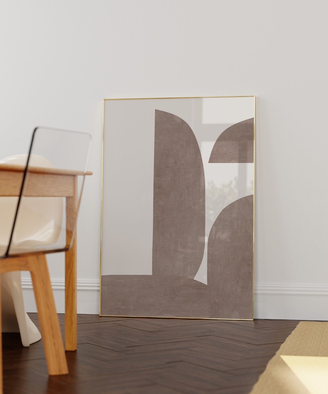 Modern Nude Brown Minimalist Poster, Contemporary Art