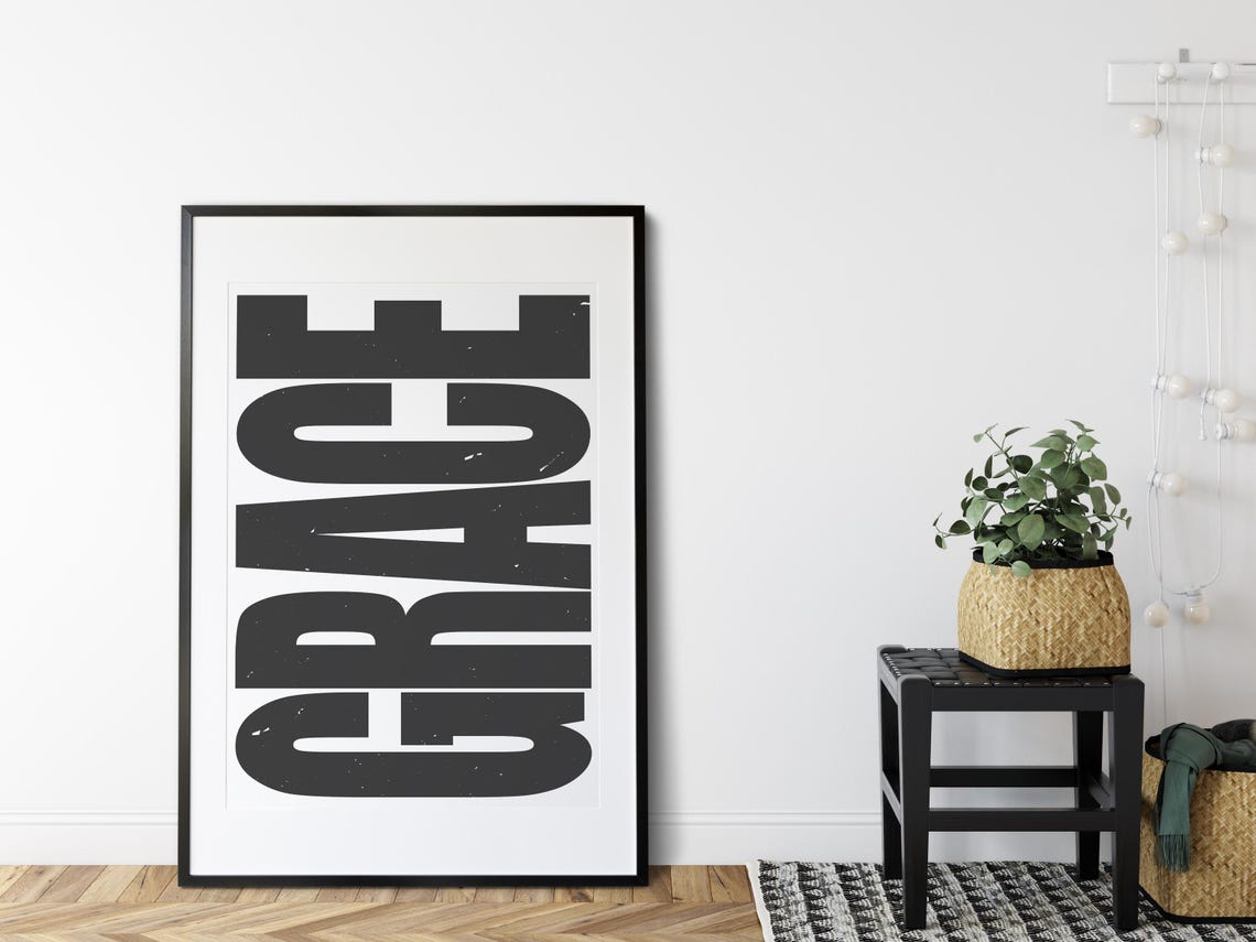 Grace Bold Black Lettering Typography Minimalist Statement Poster - Image 2