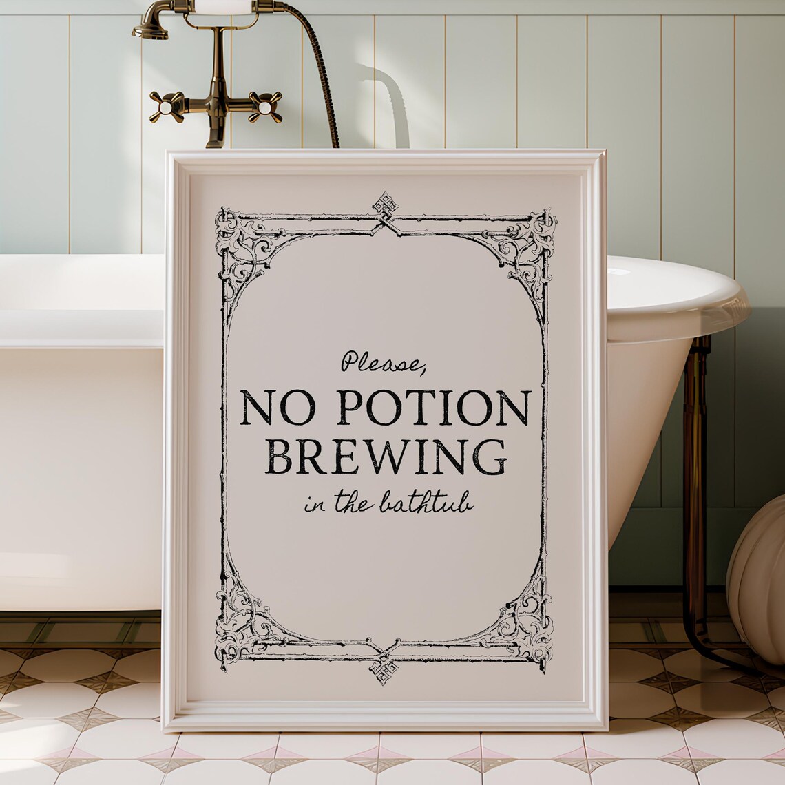 Halloween Bathroom Sign Witchy Spooky Poster