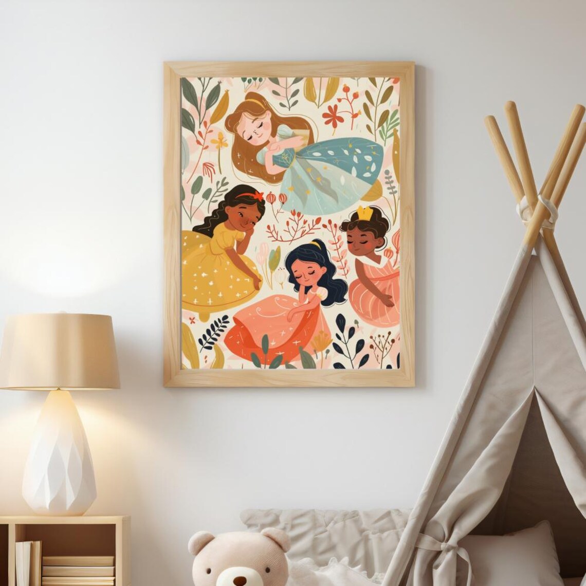 Princess Wall Art for Girls Bedroom, Fairytale Decor