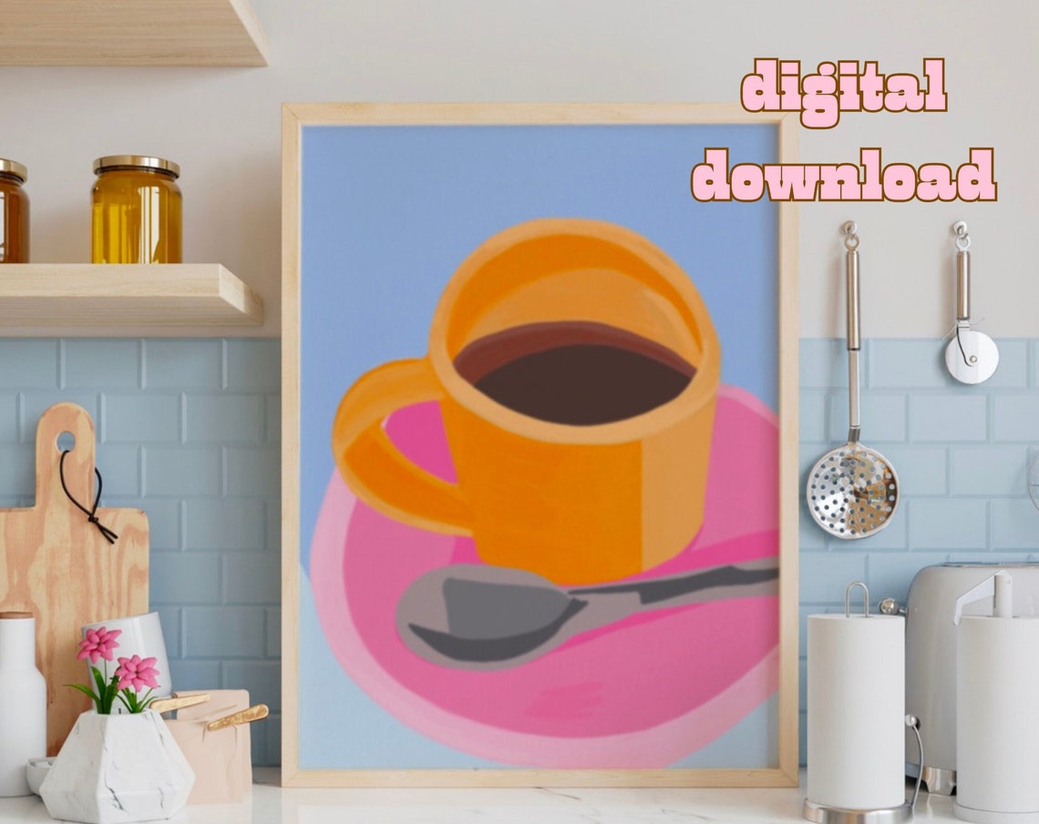 Morning Coffee Print Abstract Painting Wall Art Trendy Decor - Image 2
