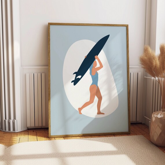 Stylish Surfer Wall Art Poster Perfect Home Decor For Beach Lovers And Surf Enthusiasts
