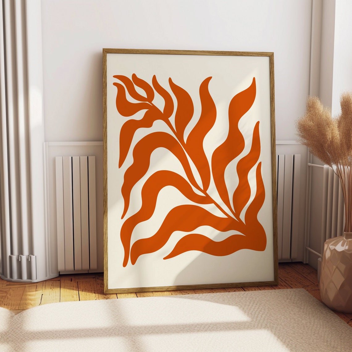 Terracotta Leaf Botanical Artwork Minimalist Foliage Wall Decor Poster