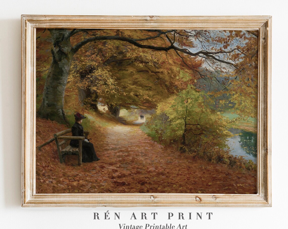 Vintage Fall Landscape Painting Art Print