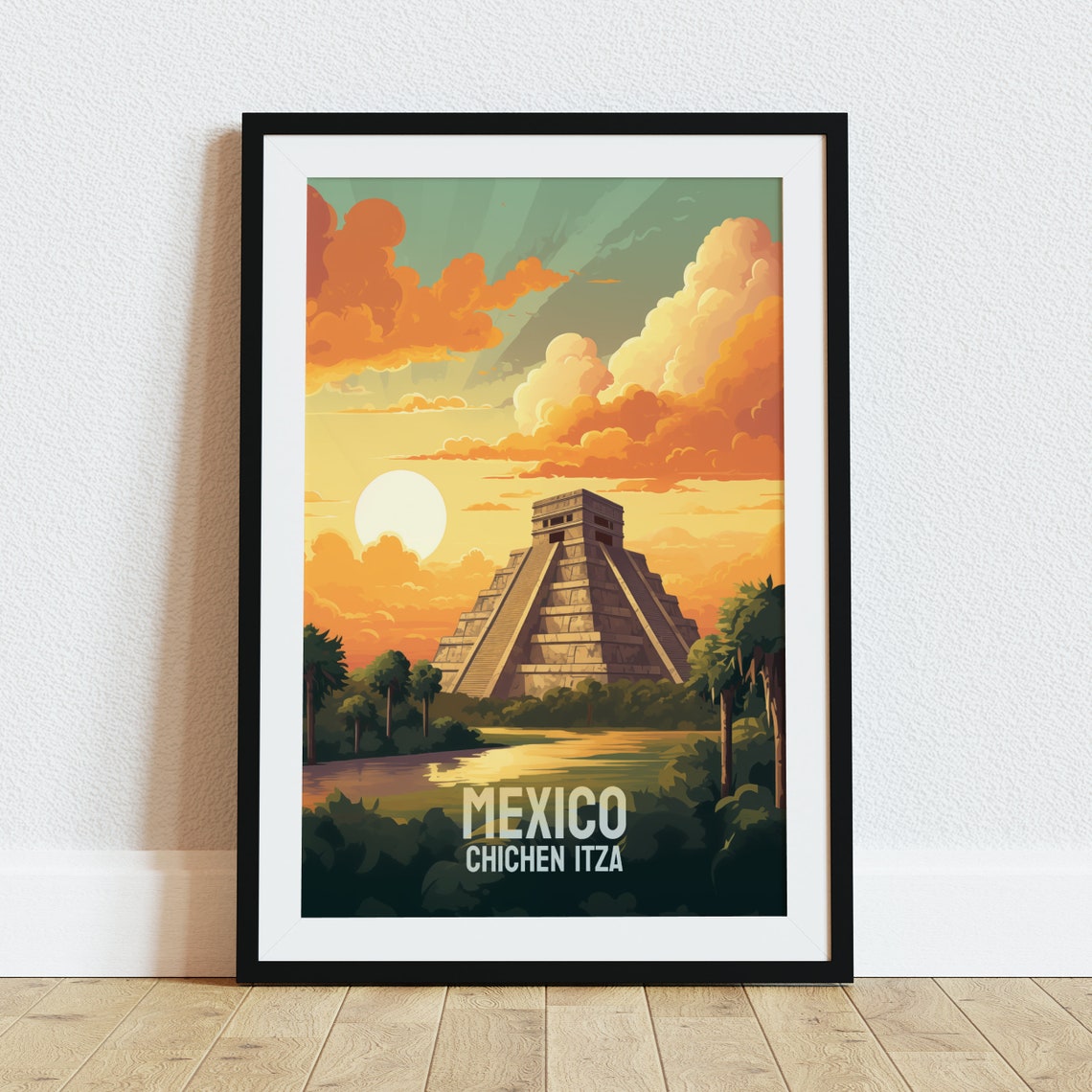 Chichen Itza Mexico Travel Poster Wall Art Print Mexico Poster Home Decor Chichen Itza Wall Art Gift For Traveler