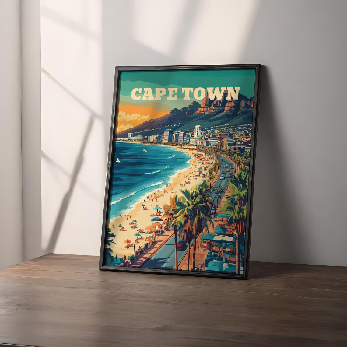 Cape Town South Africa Beach Promenade Table Mountain Travel Poster - Image 2