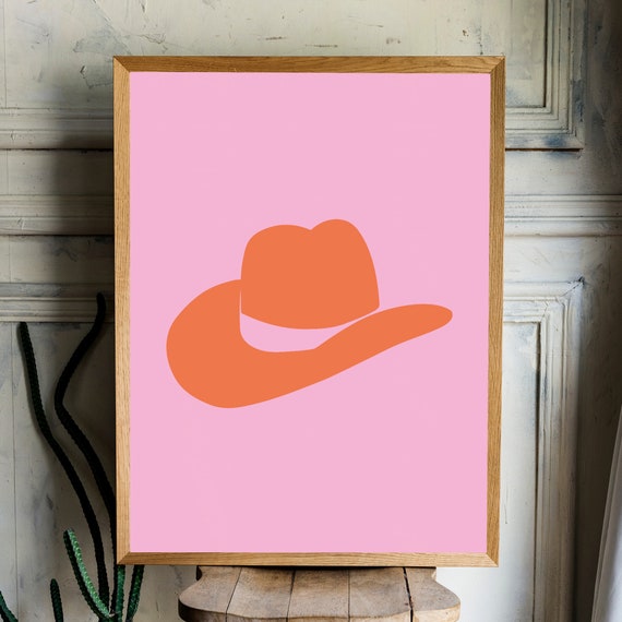 Cowgirl Hat Print Girly Apartment Decor Preppy Dorm Room Wall Art Western Retro Coquette