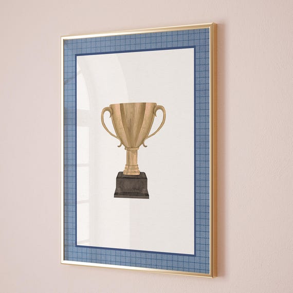 Winners Cup Retro Decor Navy Blue Vintage Sports Nursery Print