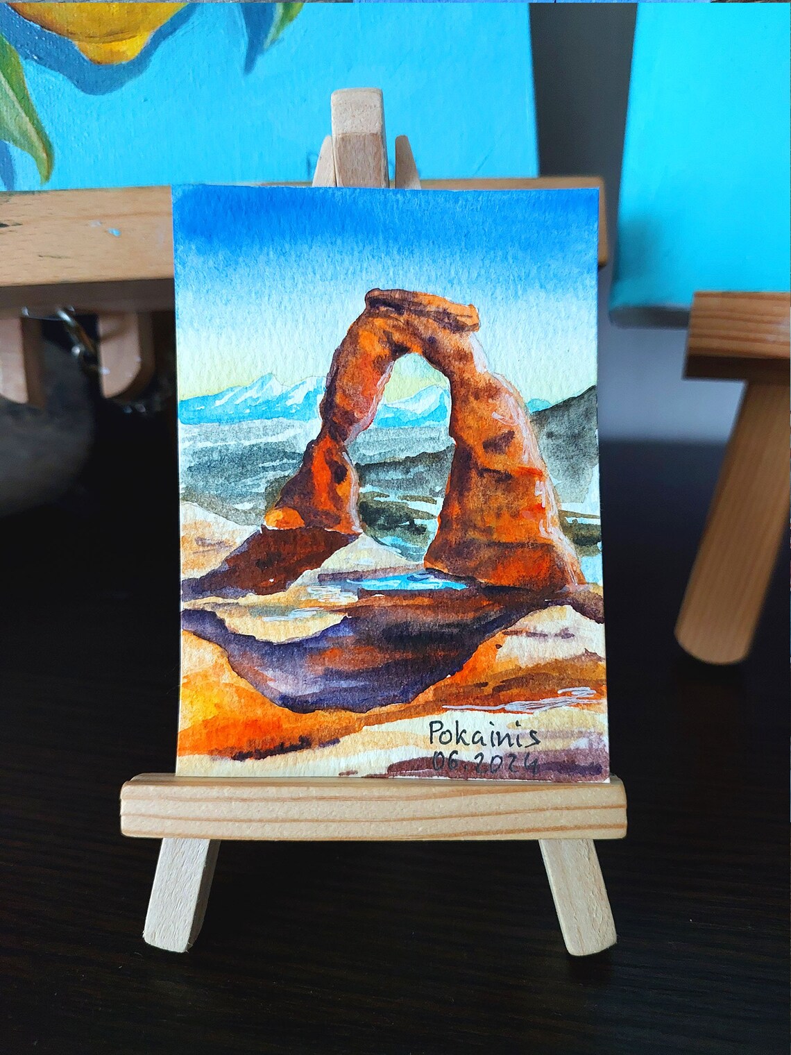 Red Rock Desert Arch Glowing at Sunset Southwest Watercolor Poster - Image 4
