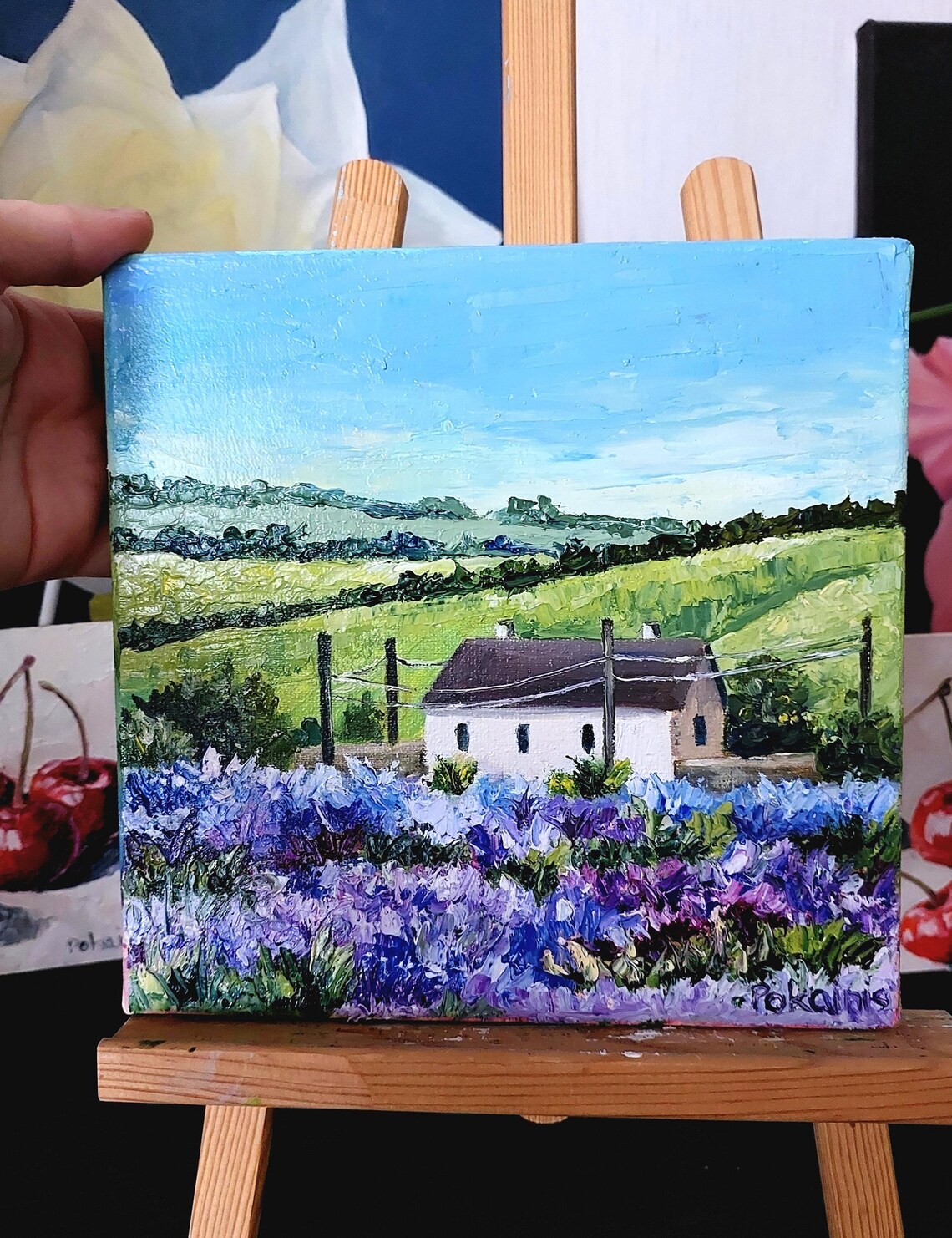 Bluebonnet Flower Field Oil Painting Poster Country House View - Image 5