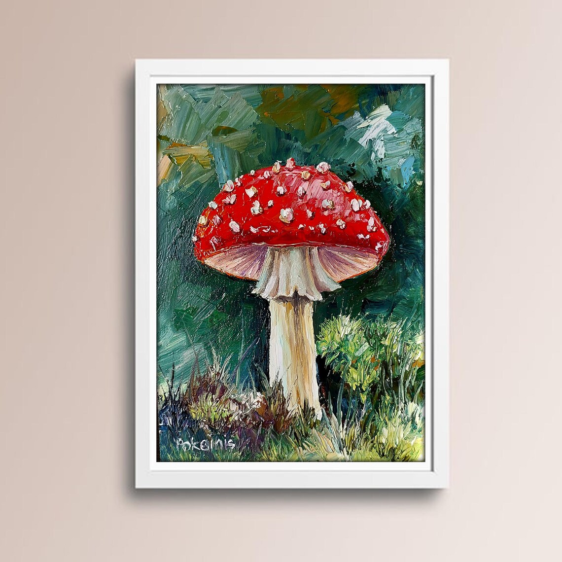 Fly Agaric Botanical Art Print, Impasto Mushrooms - Image 3