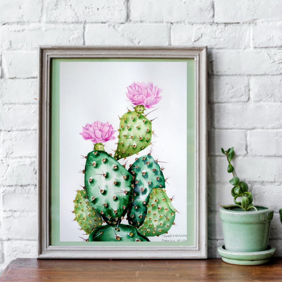 Opuntia Blossom Prickly Pear Cactus Pink Flowers Desert Poster - Image 3