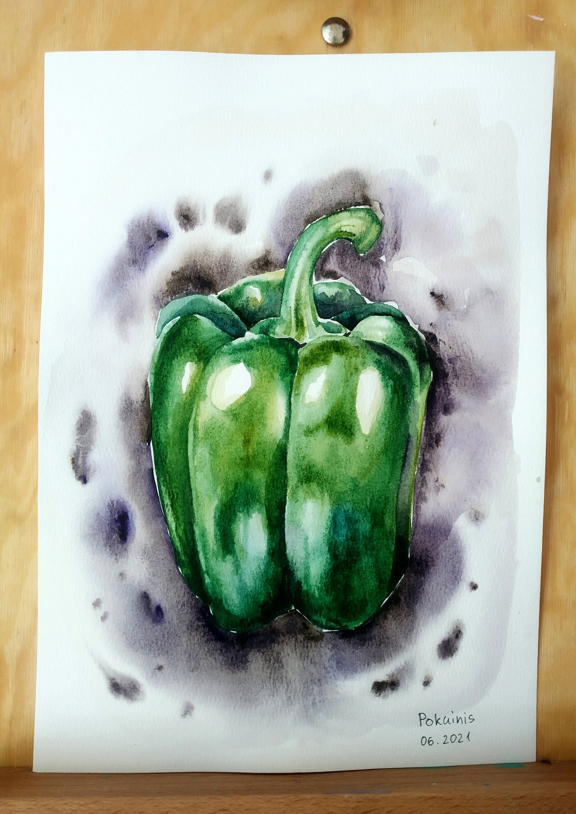 Green Bell Pepper Watercolor Vegetable Still Life Kitchen Poster - Image 5