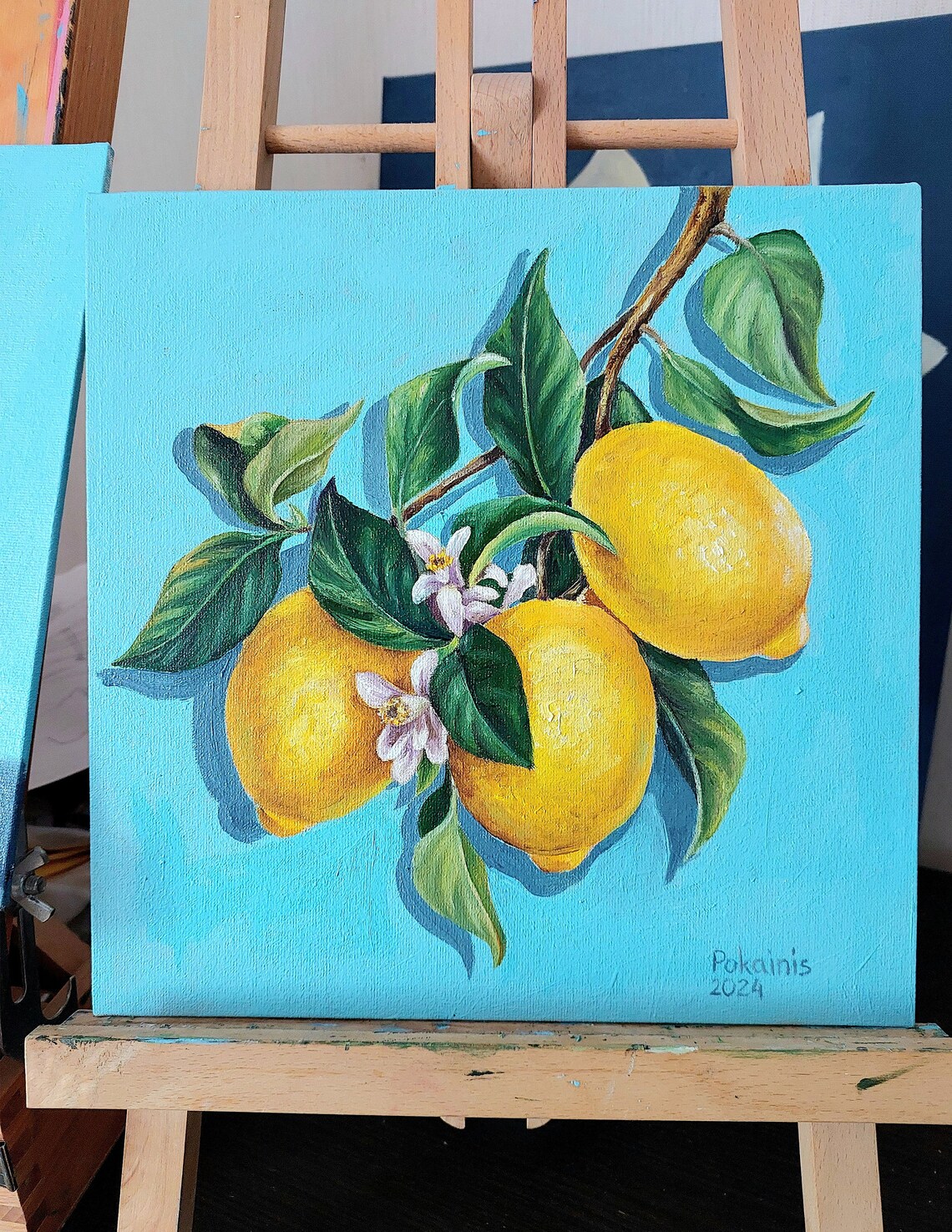 Lemon Oil Painting Still Life, Citrus Art Print