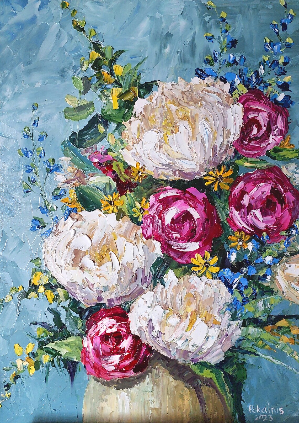 Peony Oil Painting, Floral Still Life Art Print