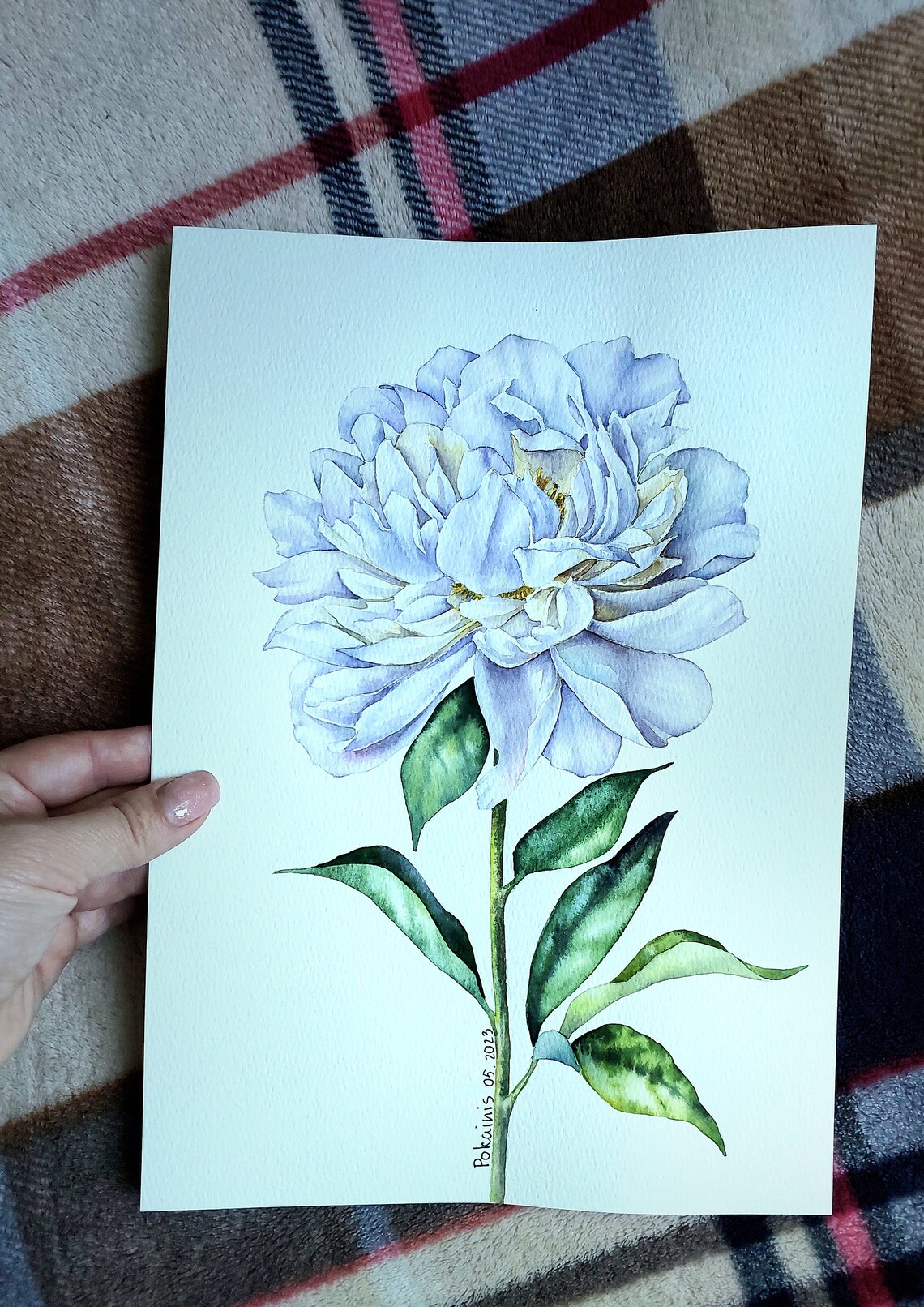 White Peony Watercolor Art Print, Botanical Wall Art - Image 5