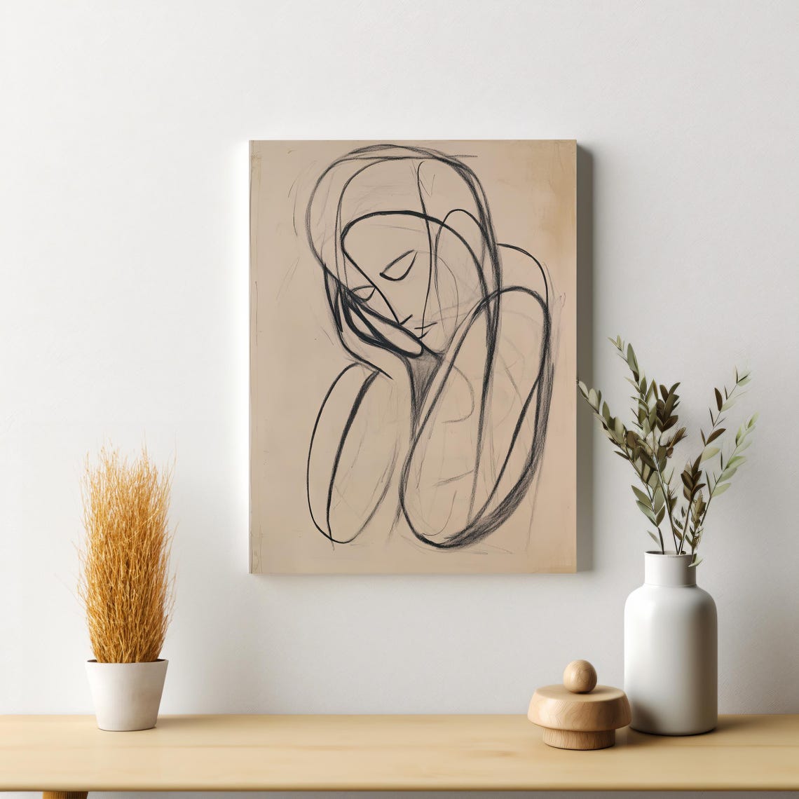 Resting Figure Minimalist Line Art Abstract Contour Drawing Poster - Image 7