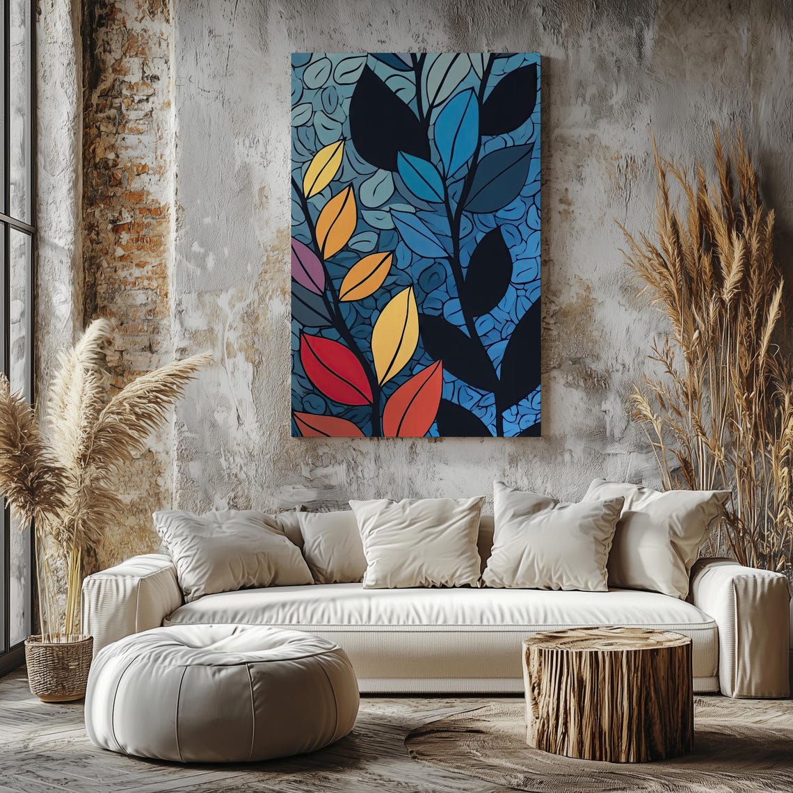 Abstract Multicolor Leaf Art Modern Botanical Wall Decor Bold Blue And Colorful Leaves Nature Inspired Print Instant - Image 6