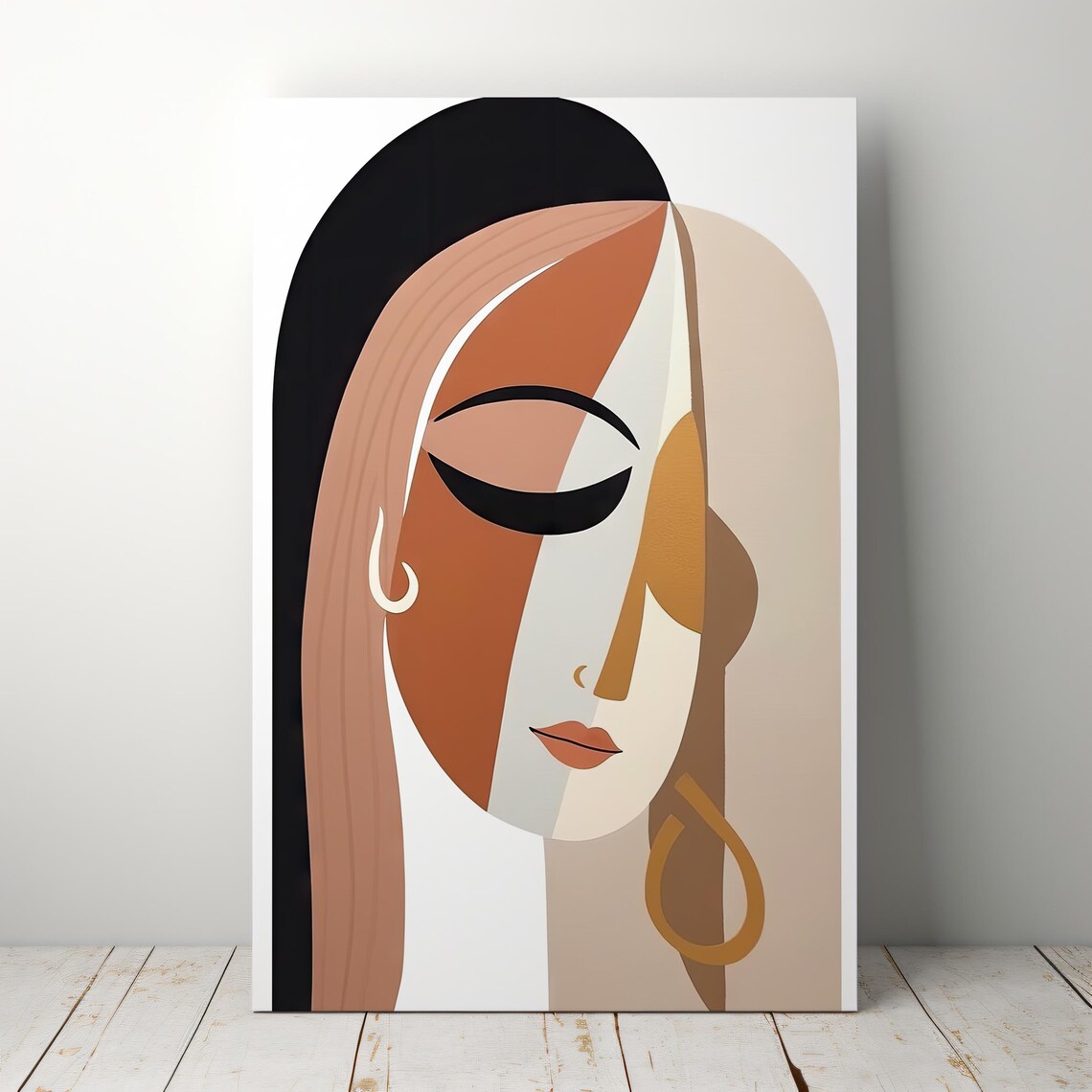 Abstract Woman Portrait Earthy Terracotta Tones Modern Face Wall Art Print - Image 6