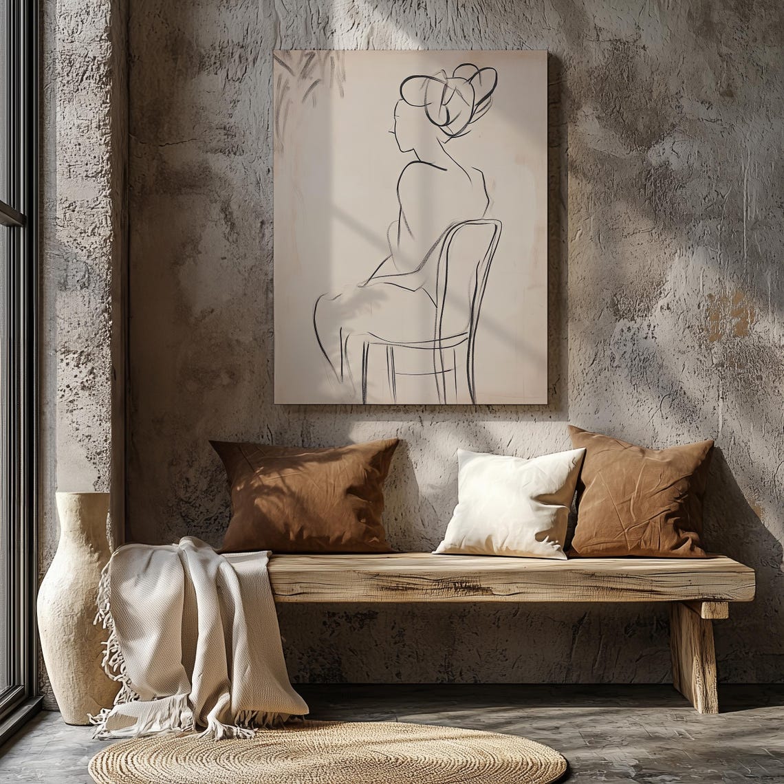 Seated Woman Elegant Line Art Contour Drawing Minimalist Figure Poster - Image 5