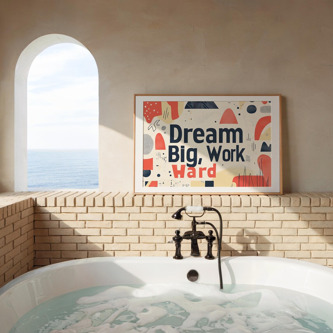 Dream Big Work Hard Modern Typography Print Motivational Quote Art Bold Minimalist Design Geometric Background - Image 6