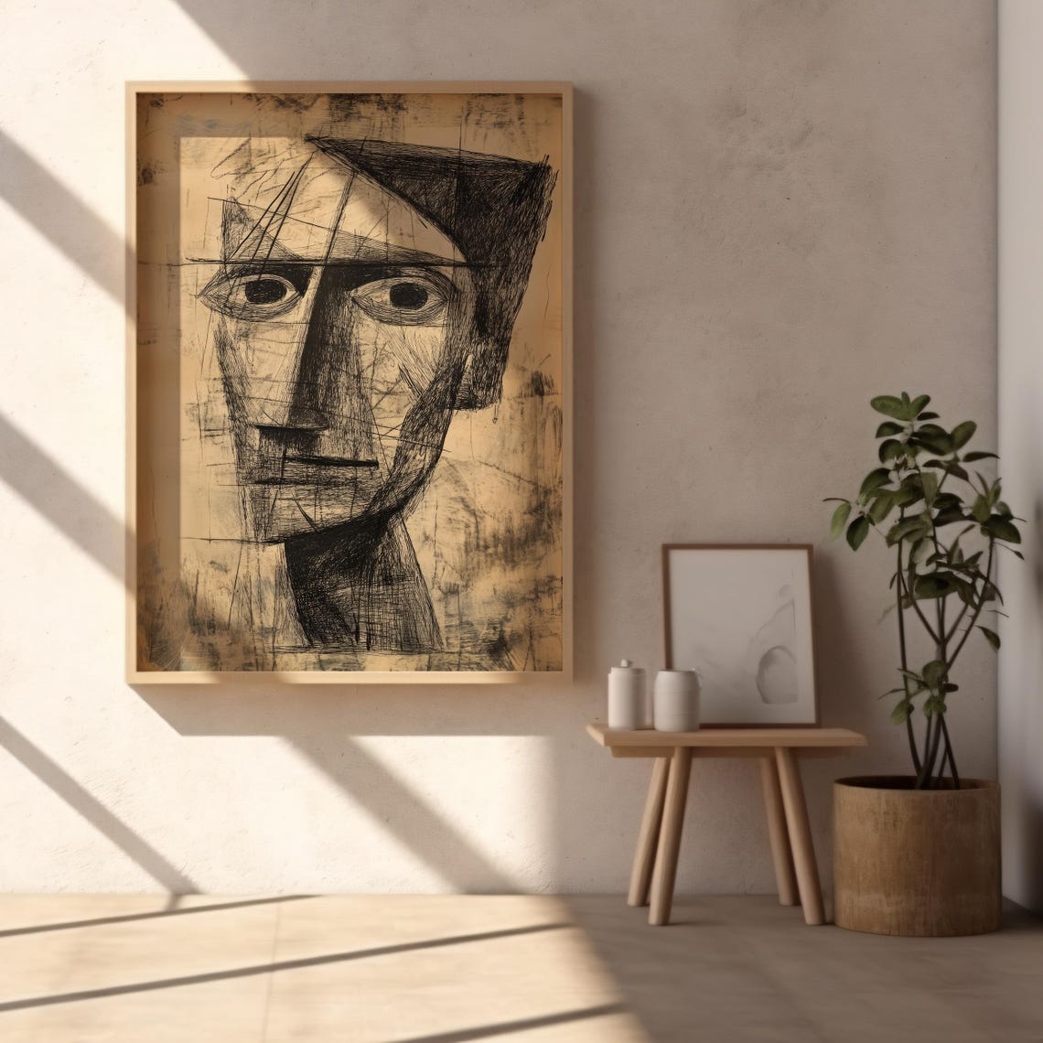 Fragmented Face Cubist Portrait Sketch Black Ink Expressionist Poster - Image 6